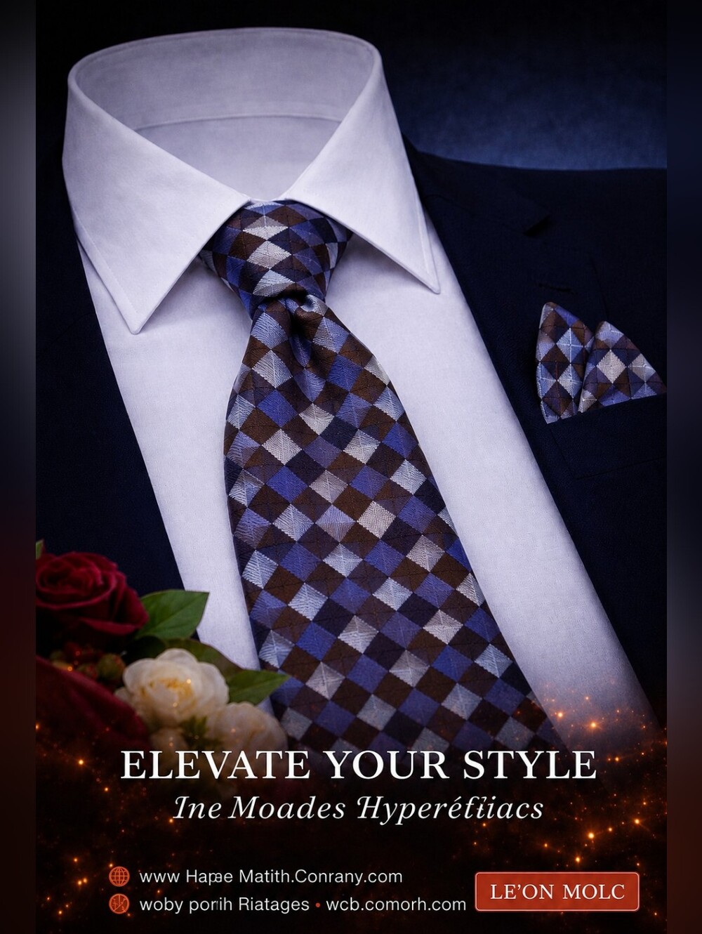 Men's Merona Blue Brown Geometric Silk Tie One Size